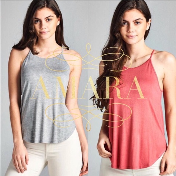Amara Tops - Dark rose High neck tank top